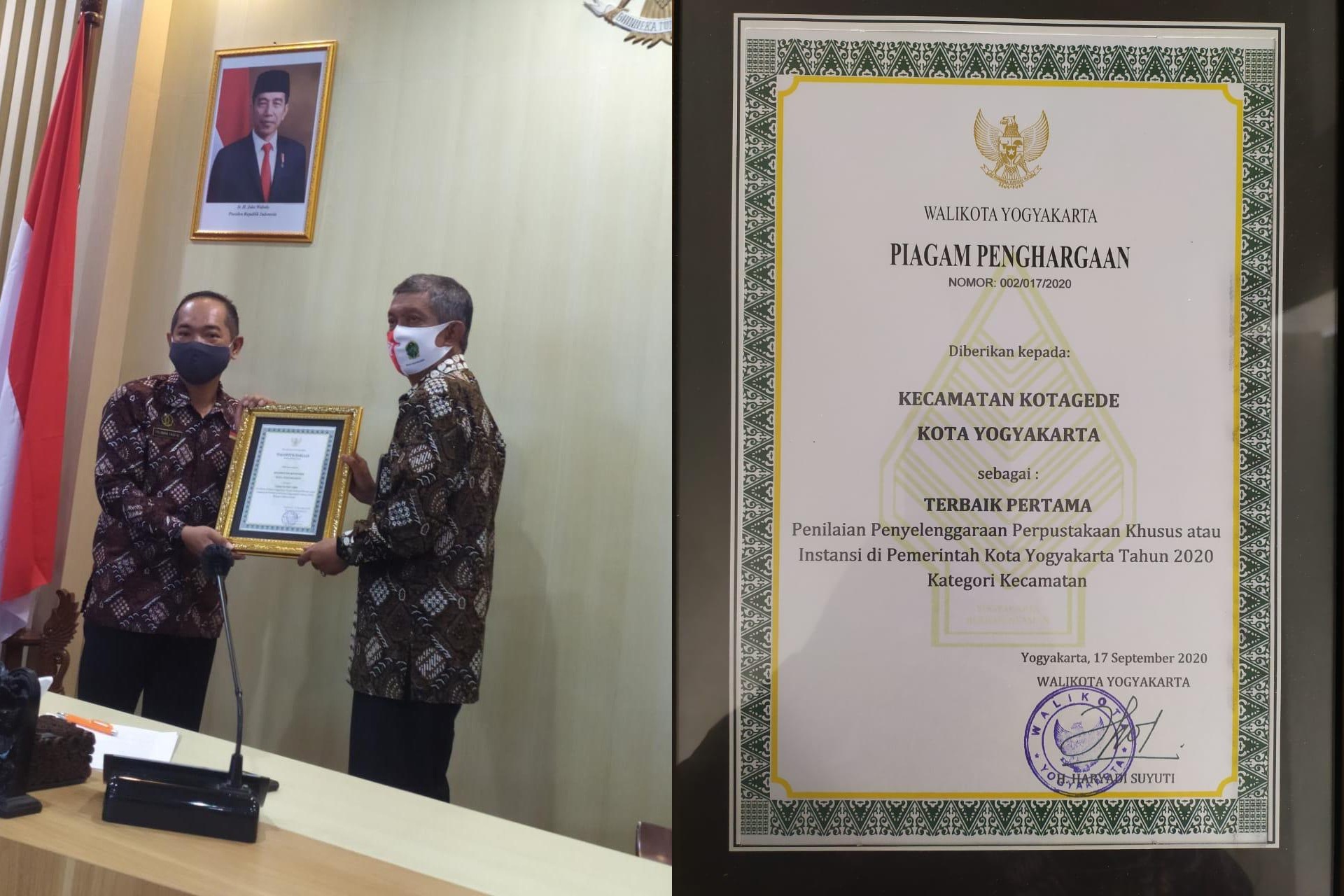 Kecamatan Kotagede menjadi Juara 1 Lomba Perpustakaan Tingkat Kota Yogyakarta ,