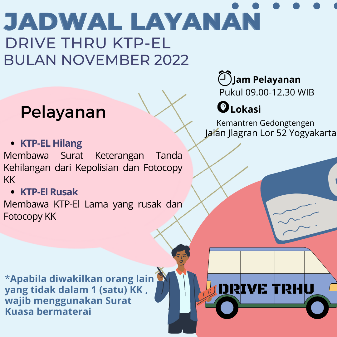 Jadwal Pelayanan KTP-Elektronik Drive Thru Bulan November 2022
