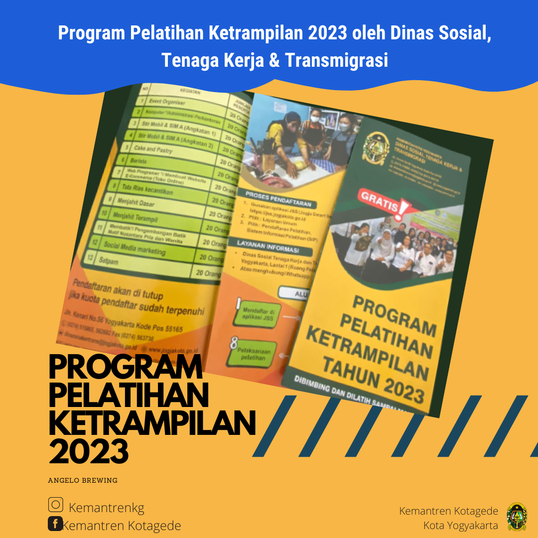 Program Pelatihan Ketrampilan 2023 oleh Dinas Sosial, Tenaga Kerja & Transmigrasi Kota Yogyakarta