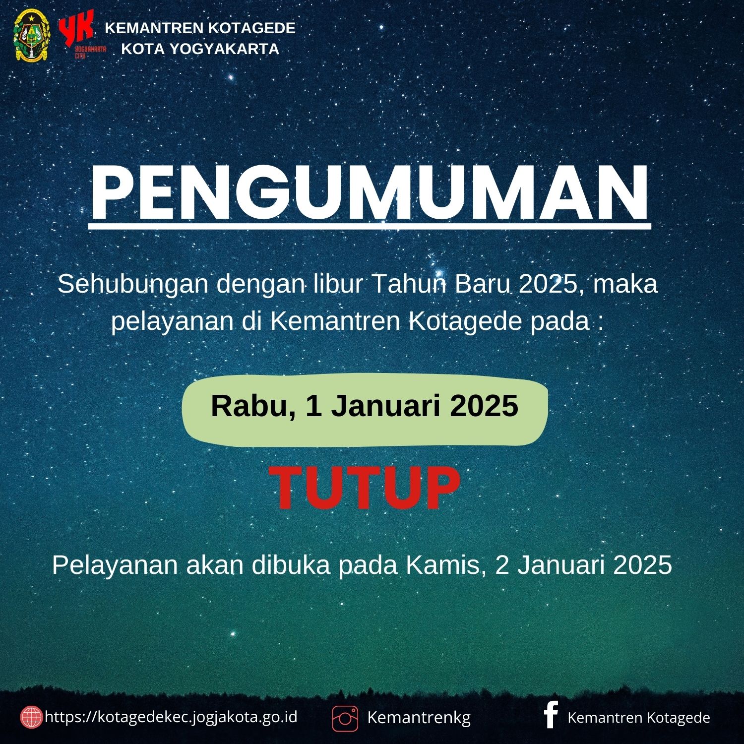 Pengumuman Hari Libur Tahun Baru 2025